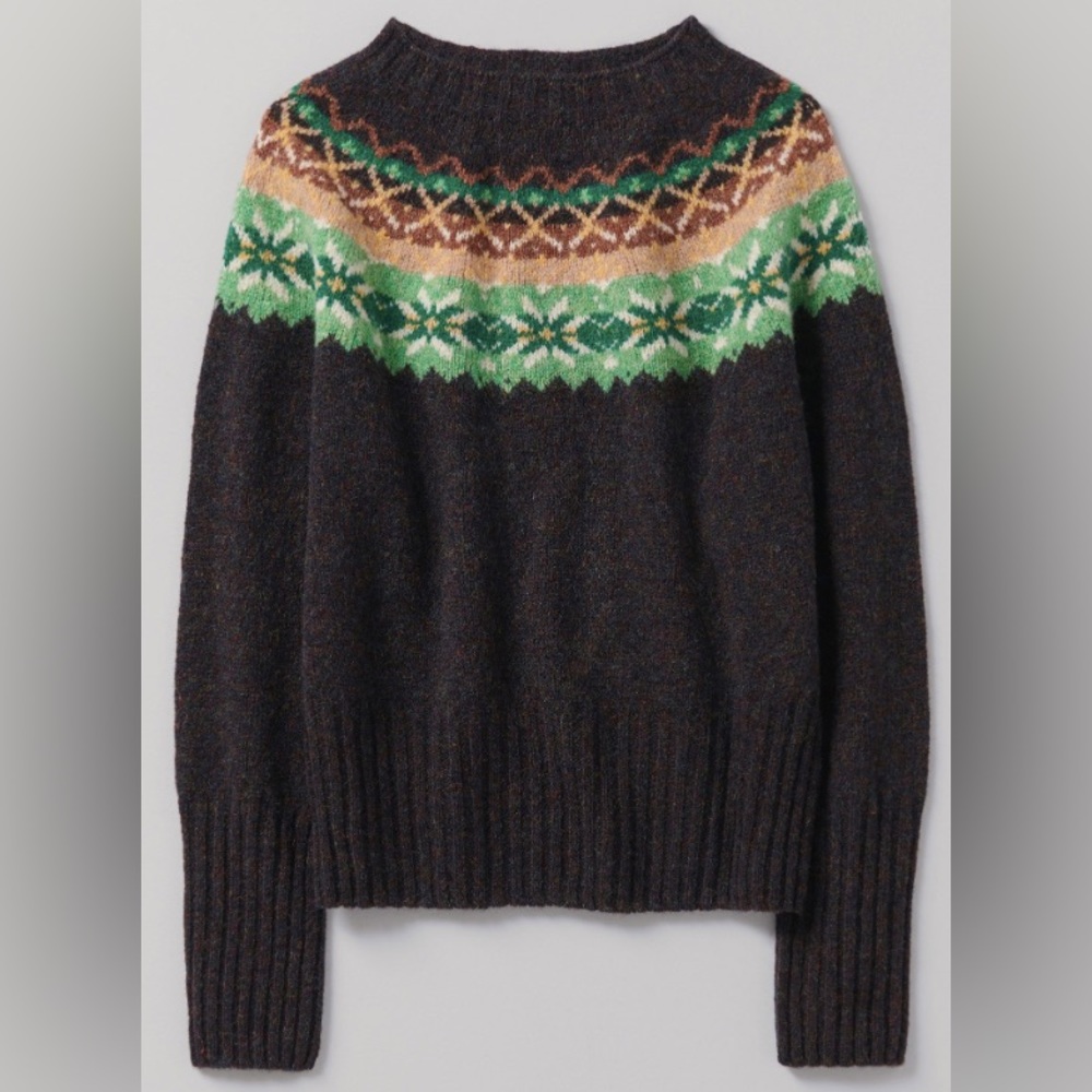 Toast Fair Isle 100% Wool Striped Pattern Sweater Size Small.